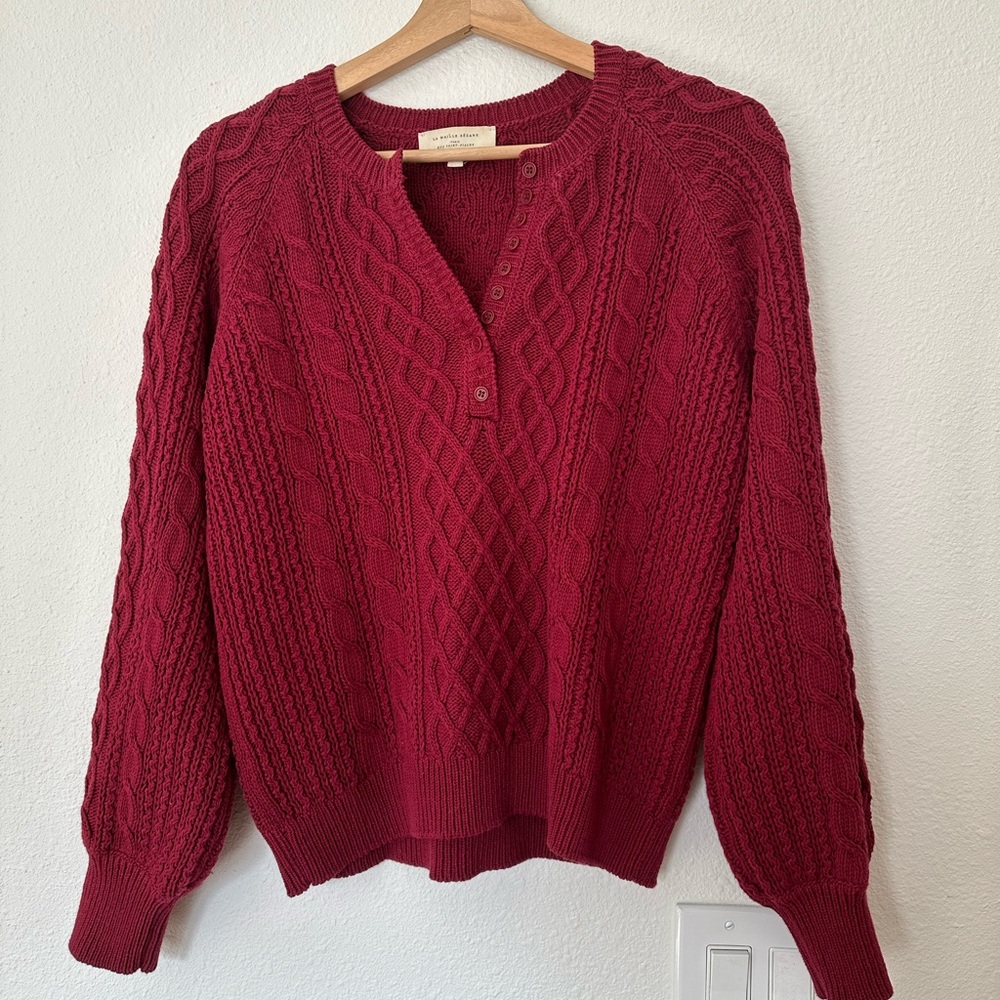 Sezane Raspberry cableknit sweater